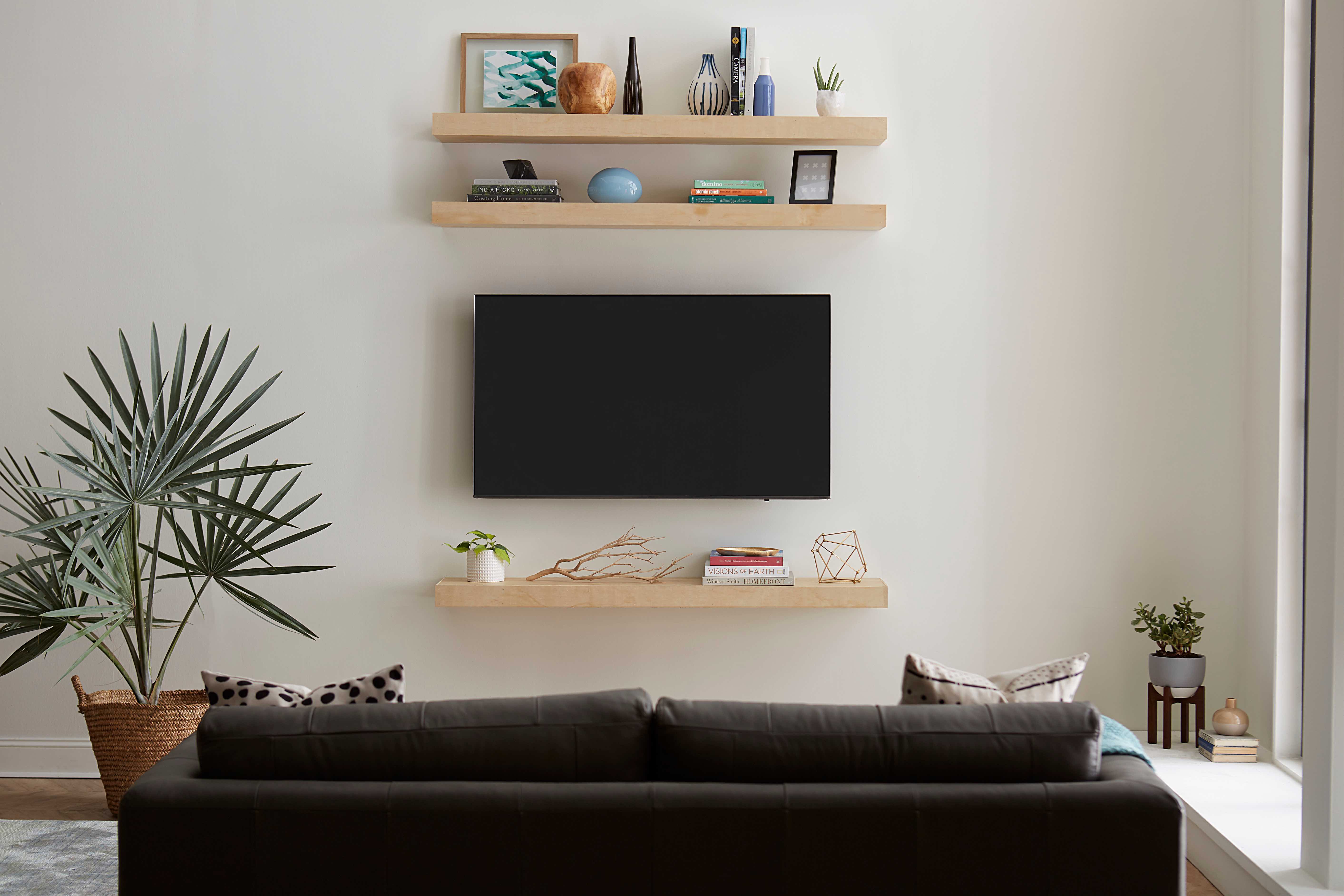 Shelf to go under deals mounted tv